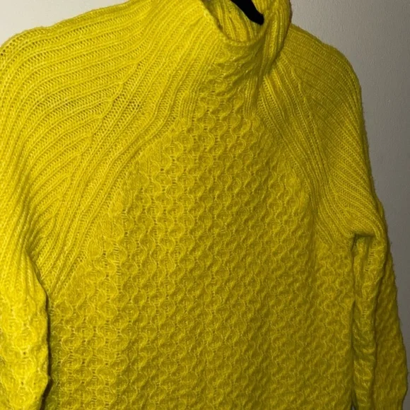 Anthropologie Bia Sweater Women's Medium Yellow Alpaca Wool Blend Cable Knit XS - Picture 7 of 12